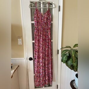 AQUA Floral Maxi Dress-Medium-Purples /Pinks